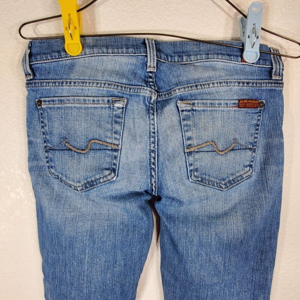 7 For All Mankind Womens Crop Straight Leg Jeans Size 26 Blue Denim Cotton Blend - Picture 9 of 11